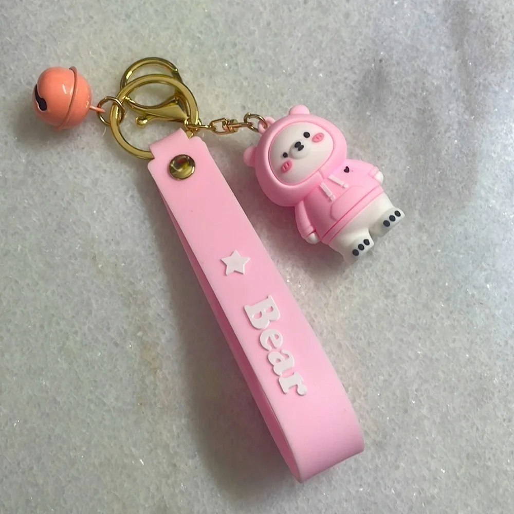 Key chain cartoon cute pink bear key chain pendant car backpack doll